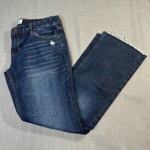 Aeropostale Jeans Womens 7 8 Distressed Raw Hem Chelsea Bootcut Denim Blue